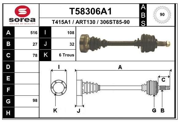 EAI Приводной вал T58306A1