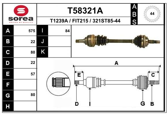 EAI Piedziņas vārpsta T58321A