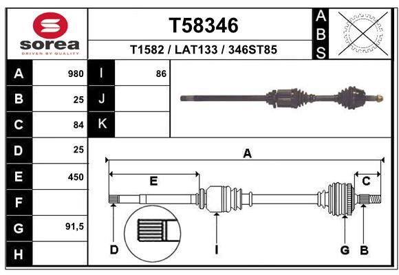 EAI Piedziņas vārpsta T58346