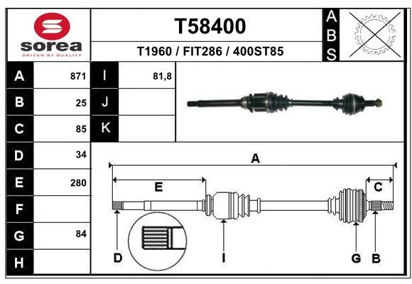 EAI Piedziņas vārpsta T58400