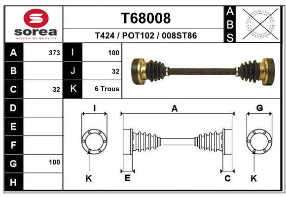 EAI Piedziņas vārpsta T68008