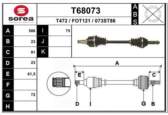 EAI Piedziņas vārpsta T68073