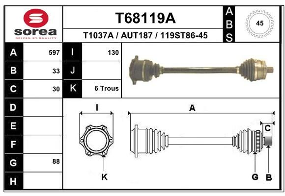 EAI Приводной вал T68119A