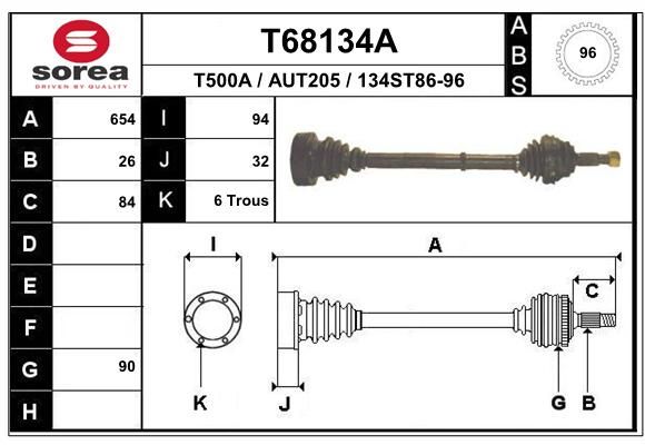 EAI Приводной вал T68134A