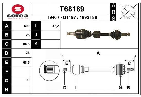 EAI Приводной вал T68189