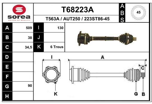 EAI Приводной вал T68223A