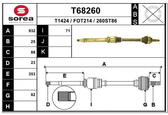 EAI Piedziņas vārpsta T68260