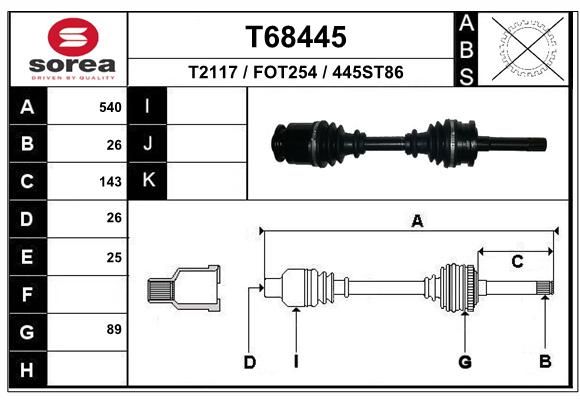 EAI Piedziņas vārpsta T68445