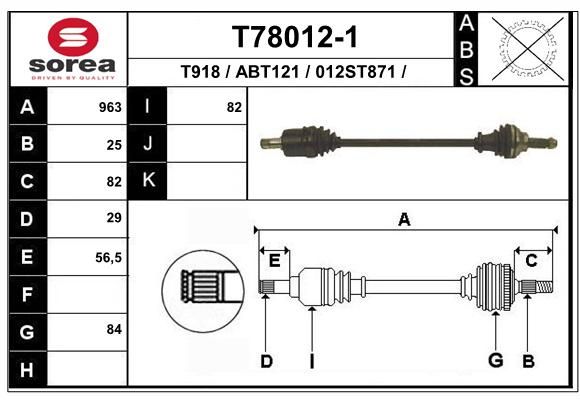 EAI Piedziņas vārpsta T78012-1