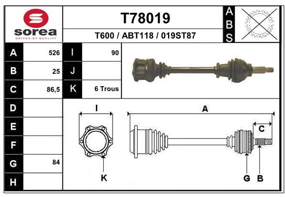 EAI Piedziņas vārpsta T78019