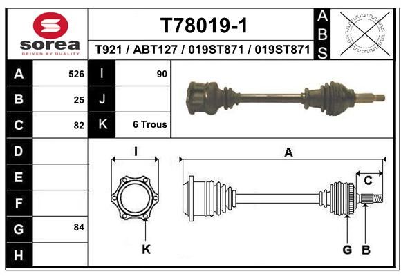 EAI Piedziņas vārpsta T78019-1