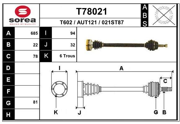 EAI Piedziņas vārpsta T78021