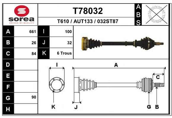 EAI Приводной вал T78032