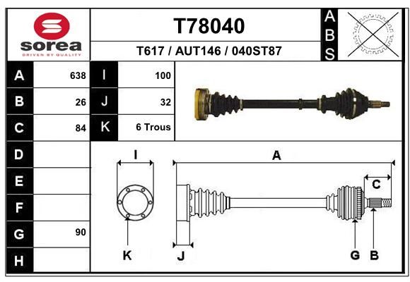 EAI Piedziņas vārpsta T78040