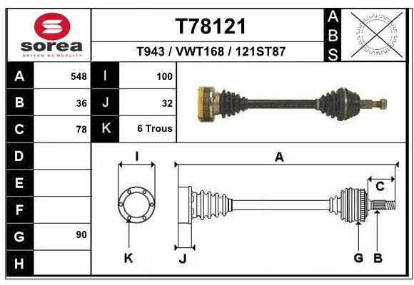 EAI Piedziņas vārpsta T78121