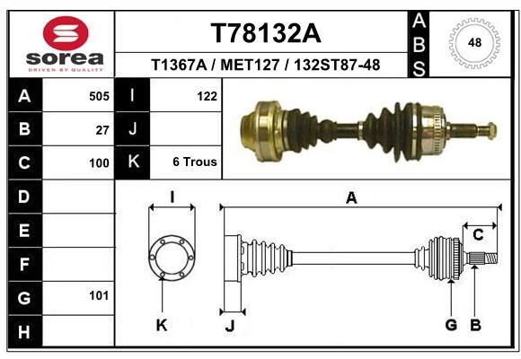 EAI Piedziņas vārpsta T78132A