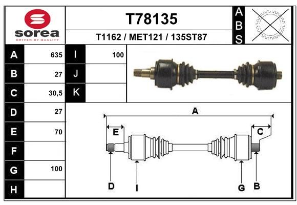 EAI Приводной вал T78135