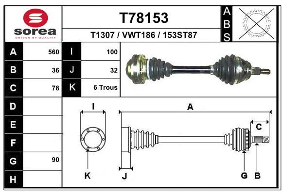 EAI Piedziņas vārpsta T78153