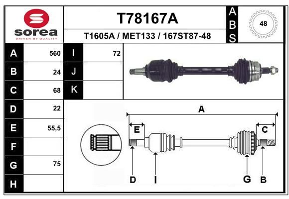 EAI Приводной вал T78167A