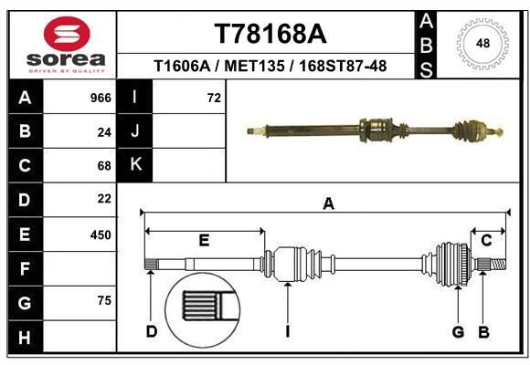 EAI Приводной вал T78168A