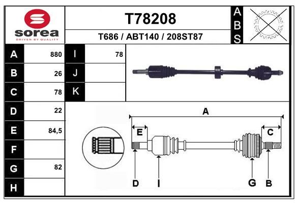 EAI Piedziņas vārpsta T78208