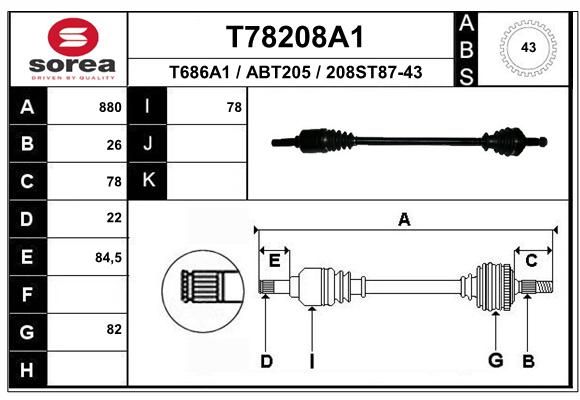 EAI Piedziņas vārpsta T78208A1