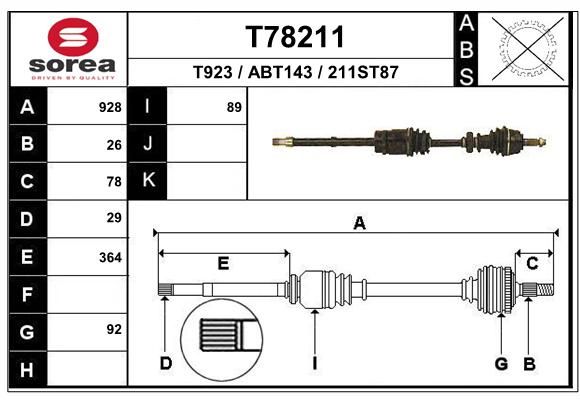 EAI Piedziņas vārpsta T78211