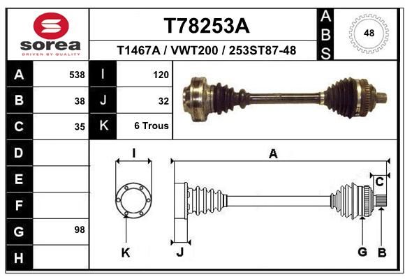 EAI Piedziņas vārpsta T78253A