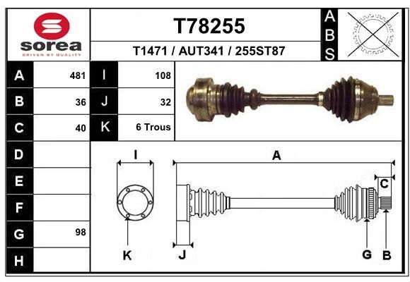 EAI Приводной вал T78255