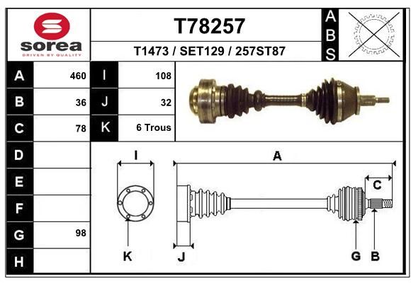 EAI Piedziņas vārpsta T78257