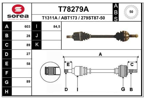 EAI Piedziņas vārpsta T78279A