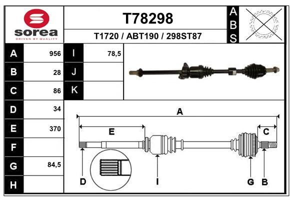 EAI Piedziņas vārpsta T78298