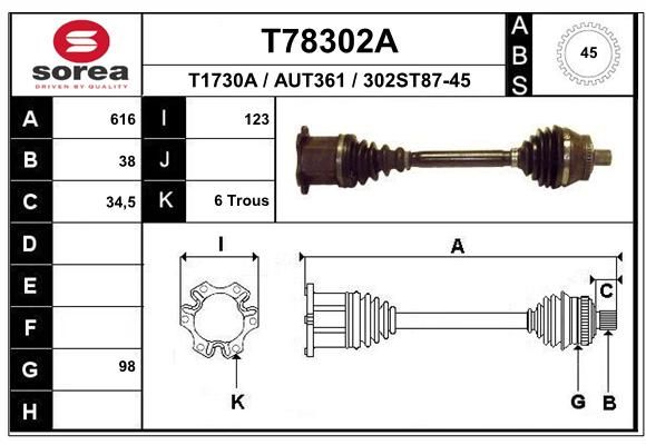 EAI Приводной вал T78302A