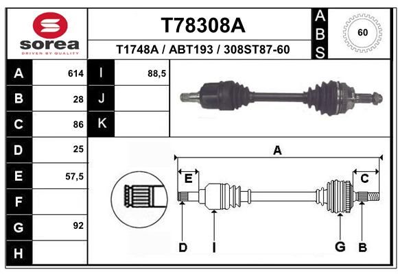 EAI Piedziņas vārpsta T78308A