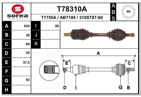 EAI Piedziņas vārpsta T78310A