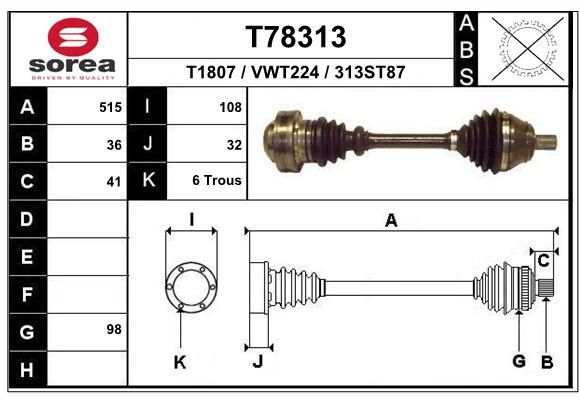 EAI Piedziņas vārpsta T78313