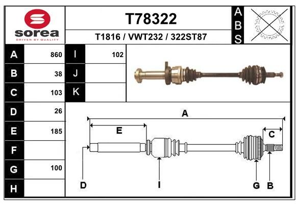 EAI Приводной вал T78322