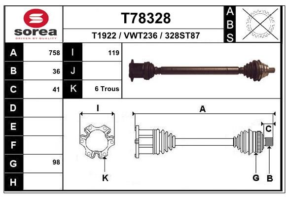 EAI Piedziņas vārpsta T78328