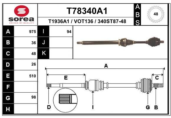 EAI Piedziņas vārpsta T78340A1