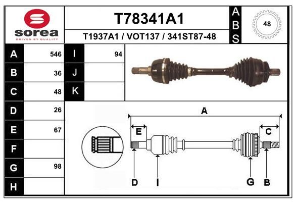 EAI Piedziņas vārpsta T78341A1