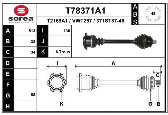 EAI Приводной вал T78371A1