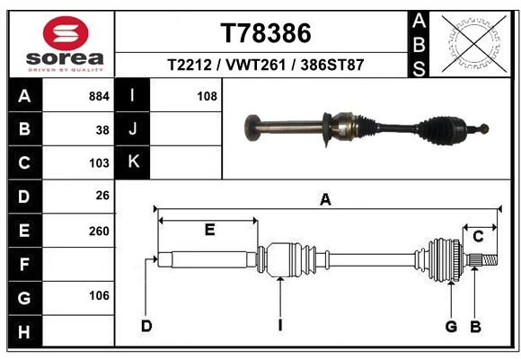 EAI Piedziņas vārpsta T78386