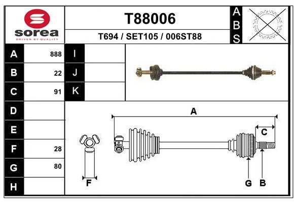 EAI Piedziņas vārpsta T88006