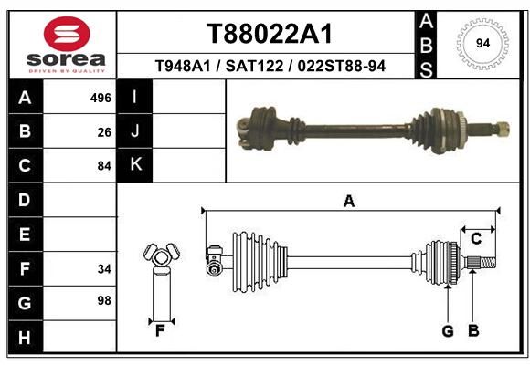 EAI Приводной вал T88022A1