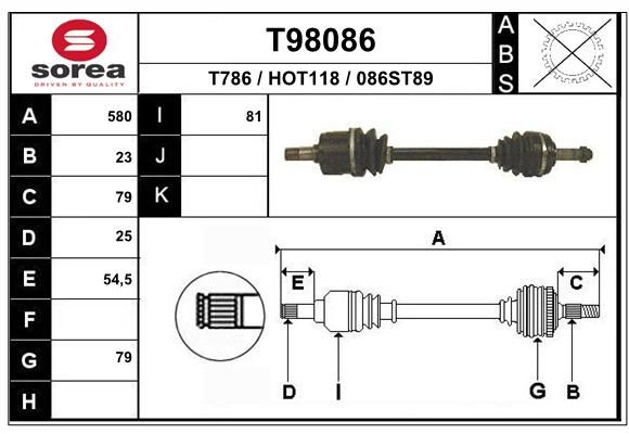 EAI Приводной вал T98086