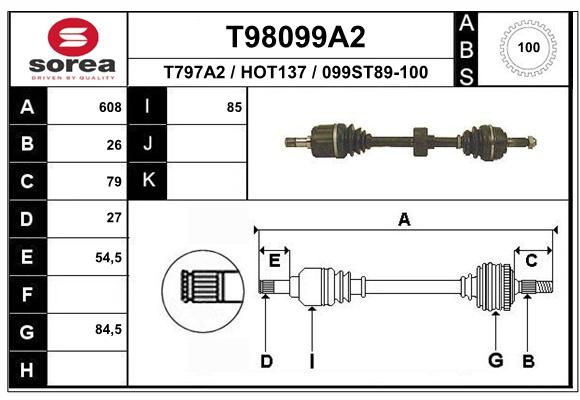 EAI Piedziņas vārpsta T98099A2