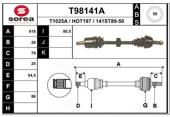 EAI Piedziņas vārpsta T98141A