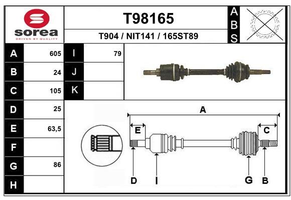 EAI Приводной вал T98165