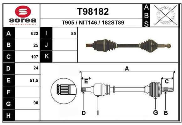 EAI Приводной вал T98182