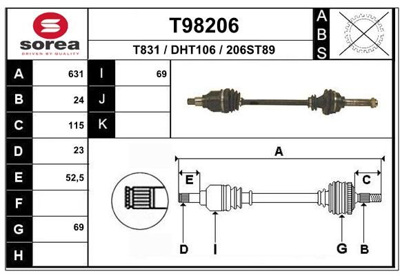 EAI Приводной вал T98206